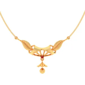 14k Flower Designed Stylish Leafy Gold Pendant