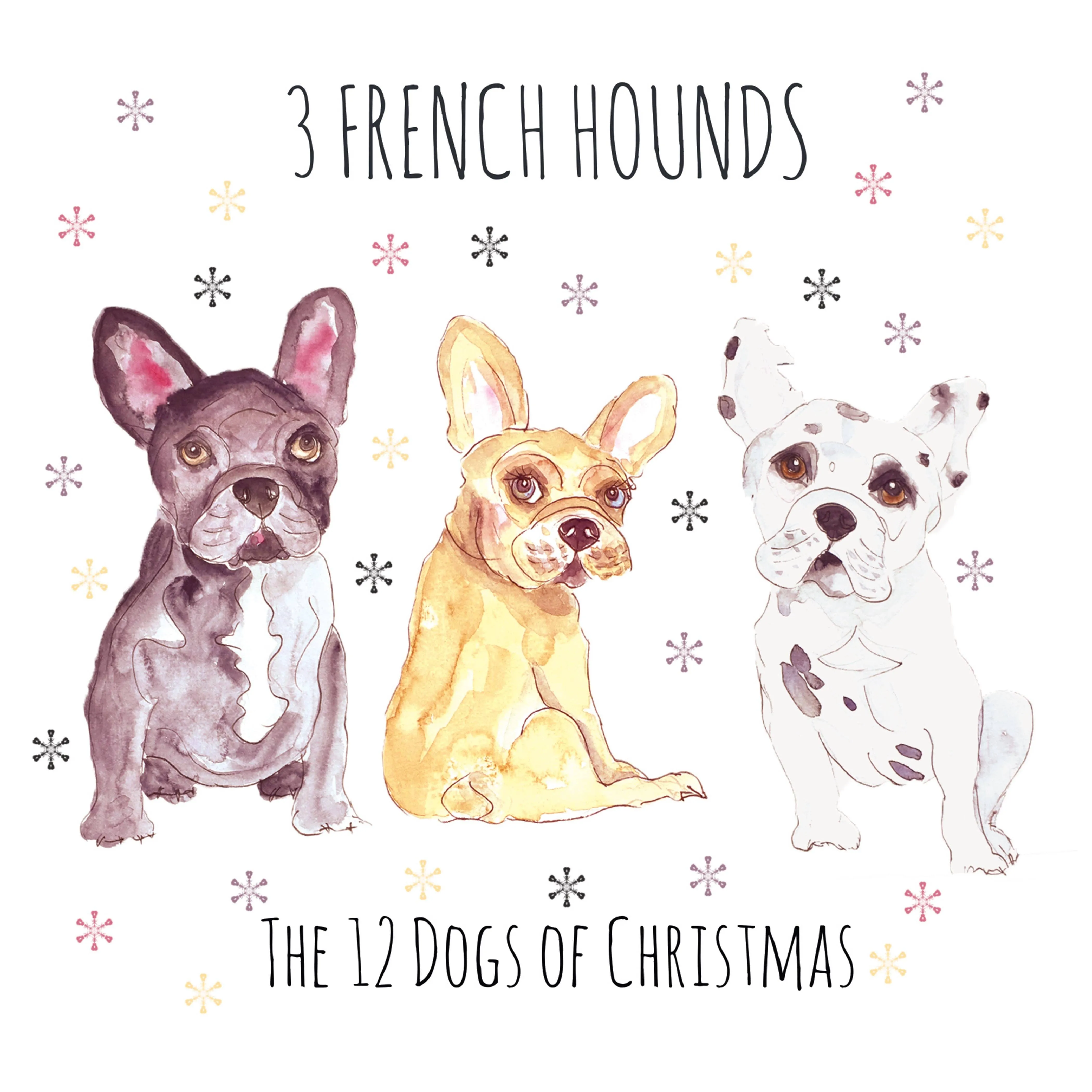 3 French Hounds Christmas Card