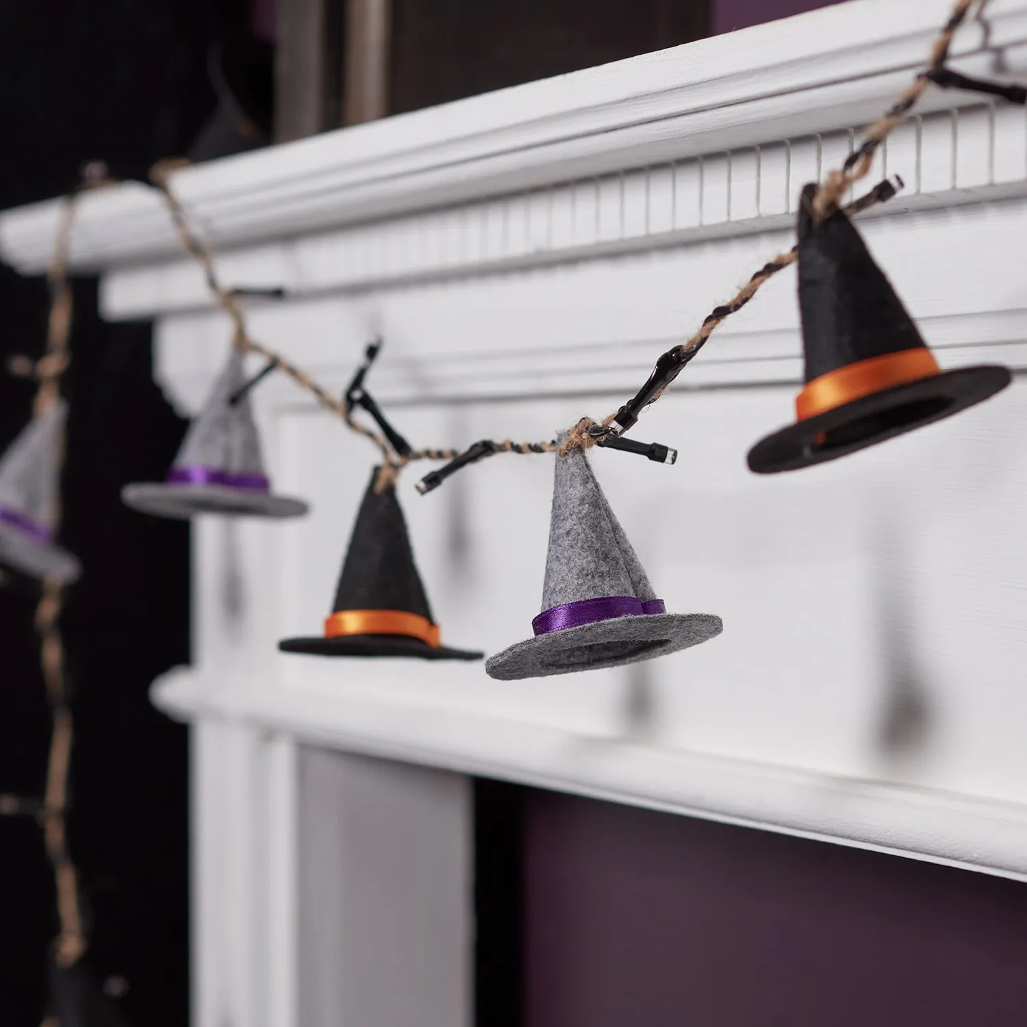 8 Felt Witches Hat Halloween Lights