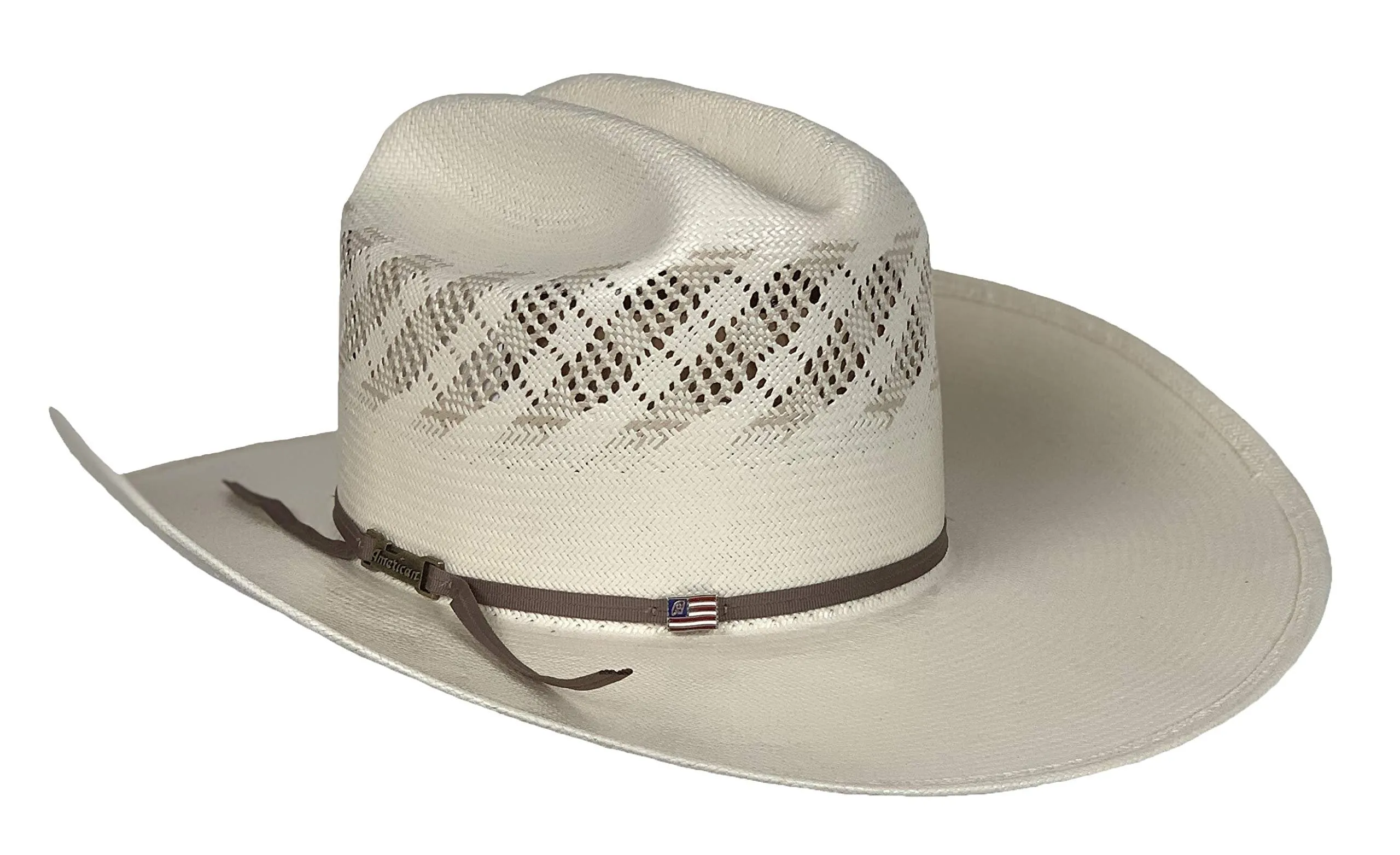 American Hat Co. Two-Tone Diamond Weave Cowboy Hat, Ivory/Tan