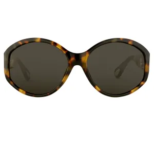 Ann Demeulemeester Ladies Sunglasses Oversized Tortoise Shell and Grey AD6C2SUN