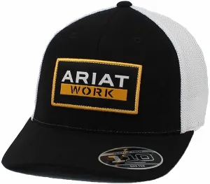 Ariat Men's Flexfit 110 Adjustable Work Patch Mesh Back Black/White Hat