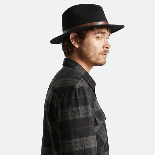 Brixton Messer Fedora - Black Tan Band