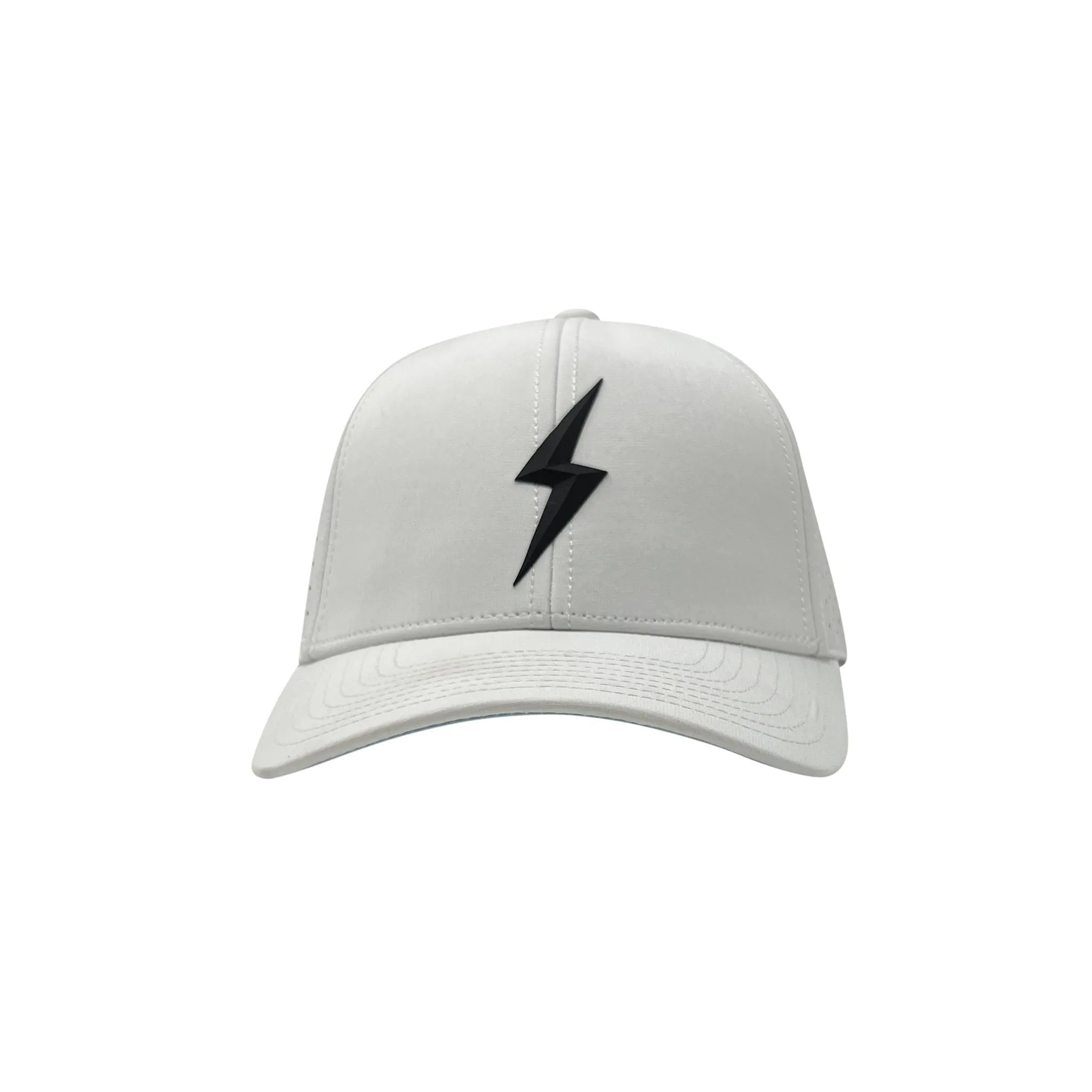 BRUCE BOLT CLASSIC 6-Panel Snapback Hat - WHITE w/ BLACK BOLT