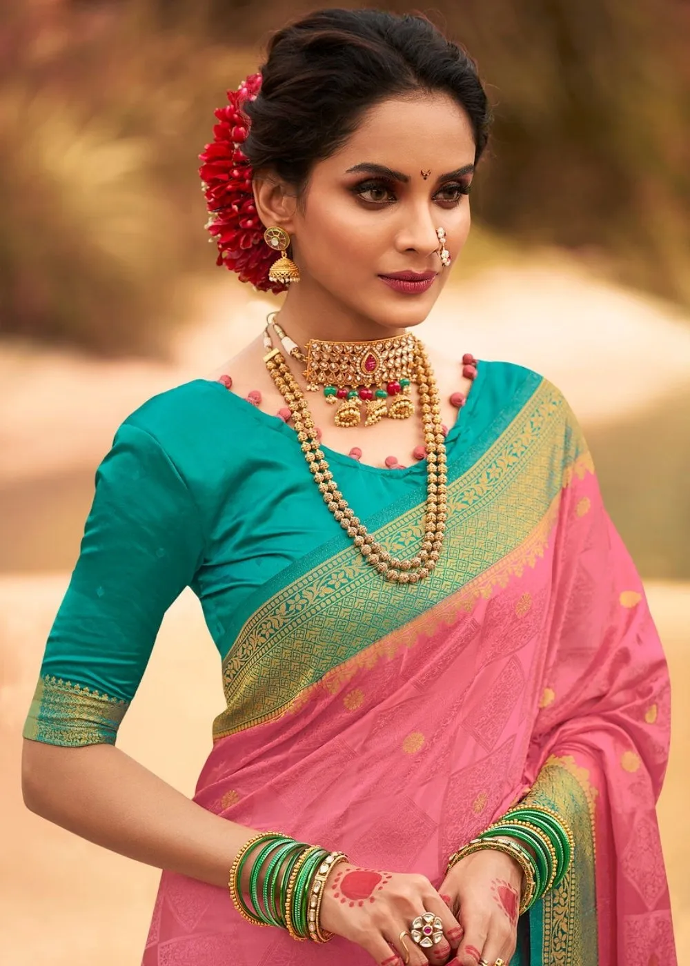 Carmine Pink Zari Woven Kanjivaram Silk Saree:Wedding Edition