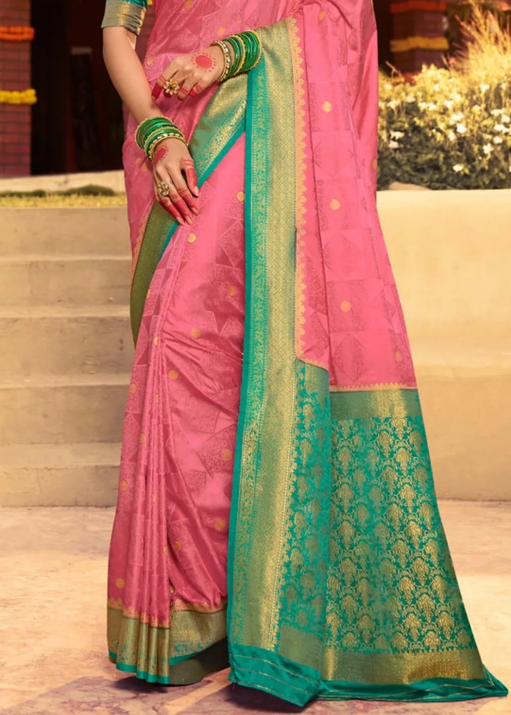 Carmine Pink Zari Woven Kanjivaram Silk Saree:Wedding Edition