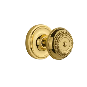 Classic Rosette with Meadows Knob in Polished Brass