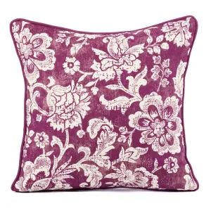 Cotton Cushion Cover | Dominoterie Floral Print | Plum