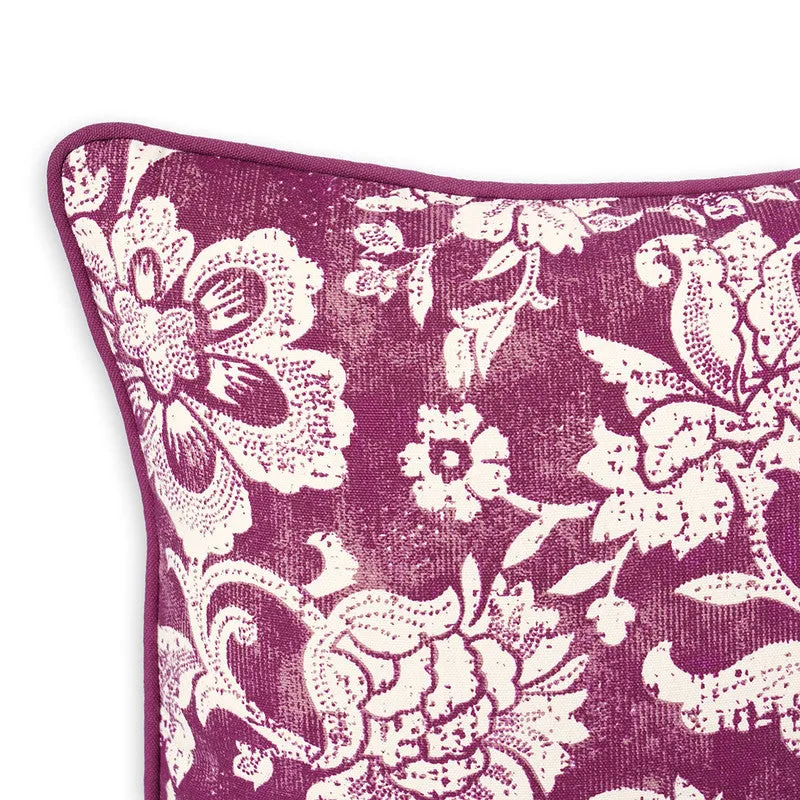 Cotton Cushion Cover | Dominoterie Floral Print | Plum