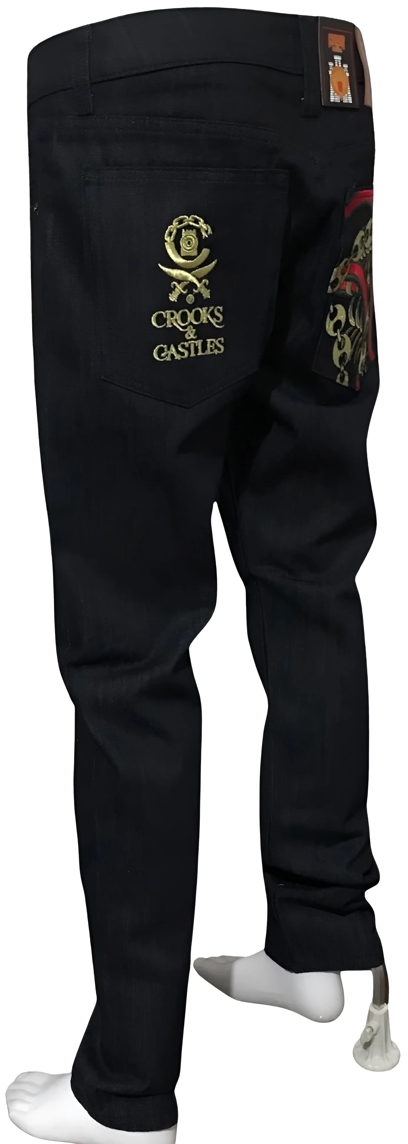 ^CROOKS & CASTLES^ (DARK BLUE) SLIM STRAIGHT DENIM JEANS FOR MEN