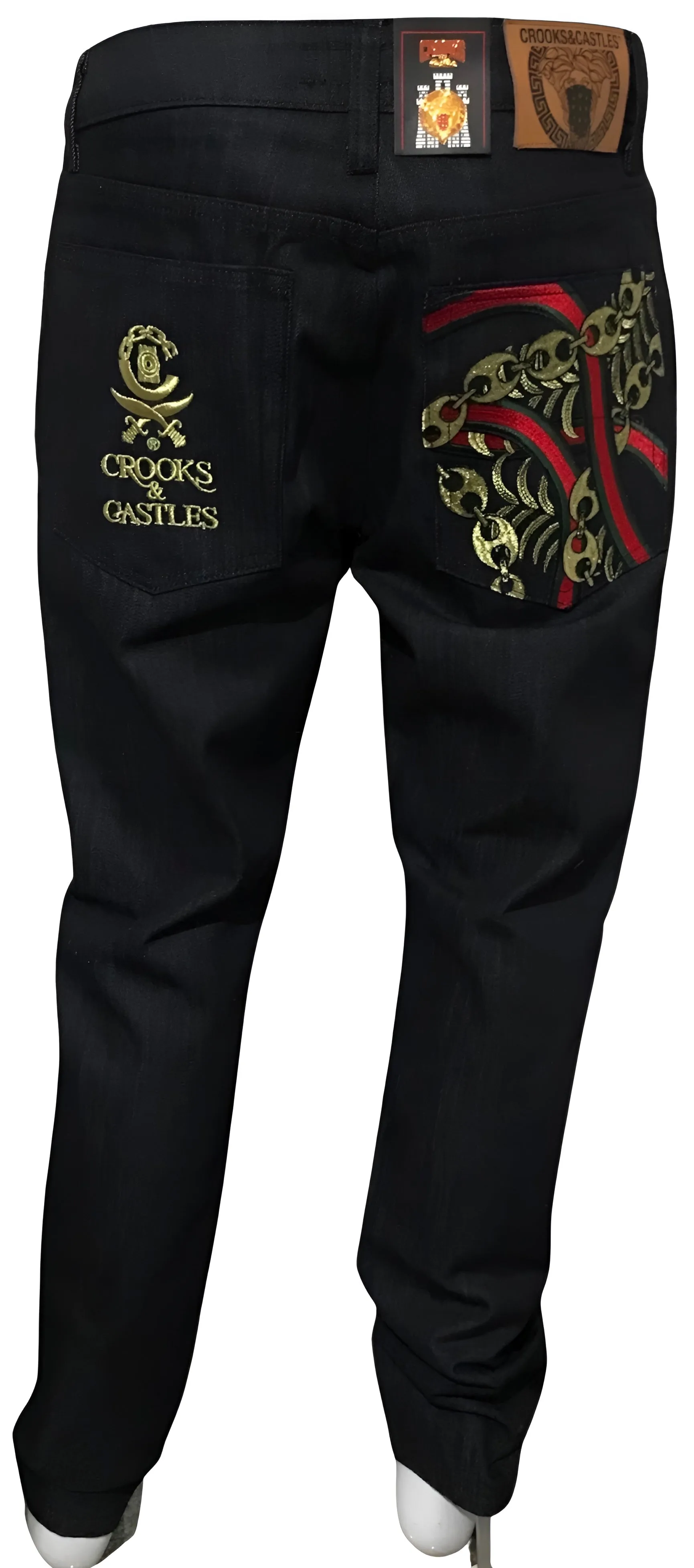 ^CROOKS & CASTLES^ (DARK BLUE) SLIM STRAIGHT DENIM JEANS FOR MEN