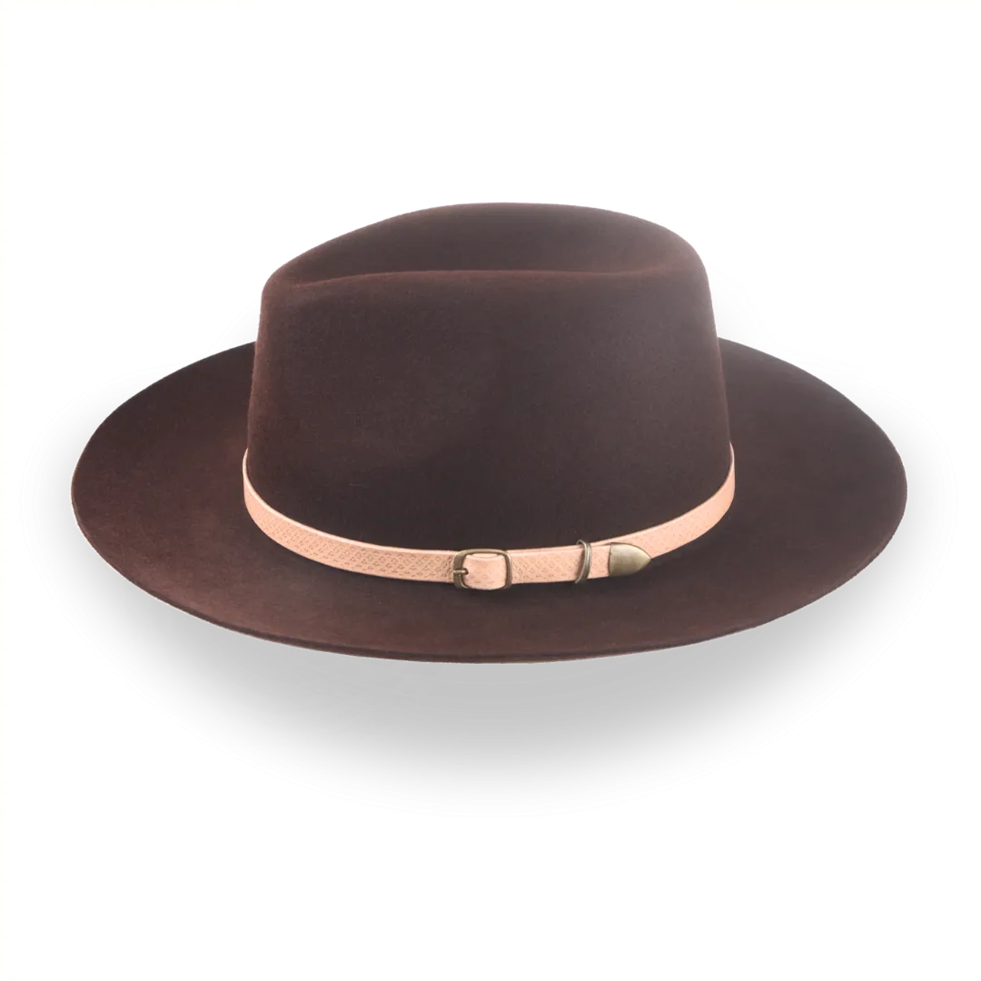 Dark Burgundy Outback Fur Felt Fedora with Leather Hat Belt | The Rebel