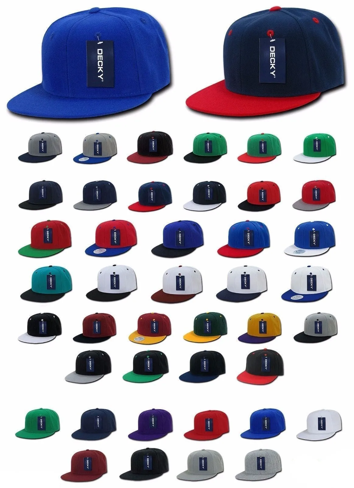 Decky 100 Lot Of Blank Flat Bill Snapback Caps Hats Solid Two Tone Wholesale Lots