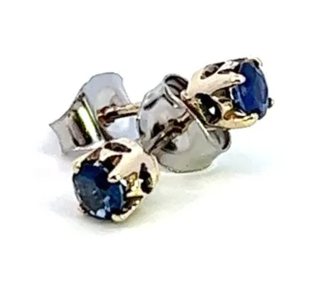 Elegant Gold-Plated Sapphire Stud Earrings - Timeless Elegance