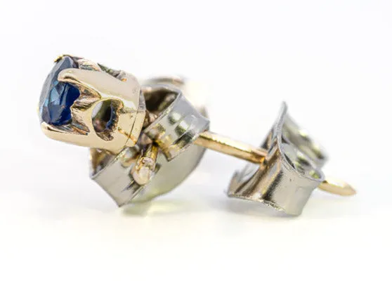 Elegant Gold-Plated Sapphire Stud Earrings - Timeless Elegance