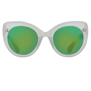 Erdem Sunglasses Cat Eye Ivory and Green/Blue