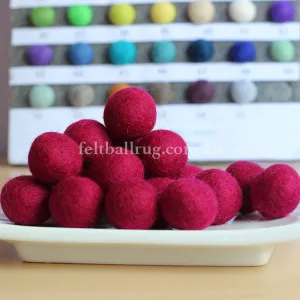 Felt Ball Rose Red 1CM,  2CM, 2.5CM, 3CM, 4CM Colour 2