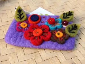 Felt Coin Purse decorated with flower & Beads