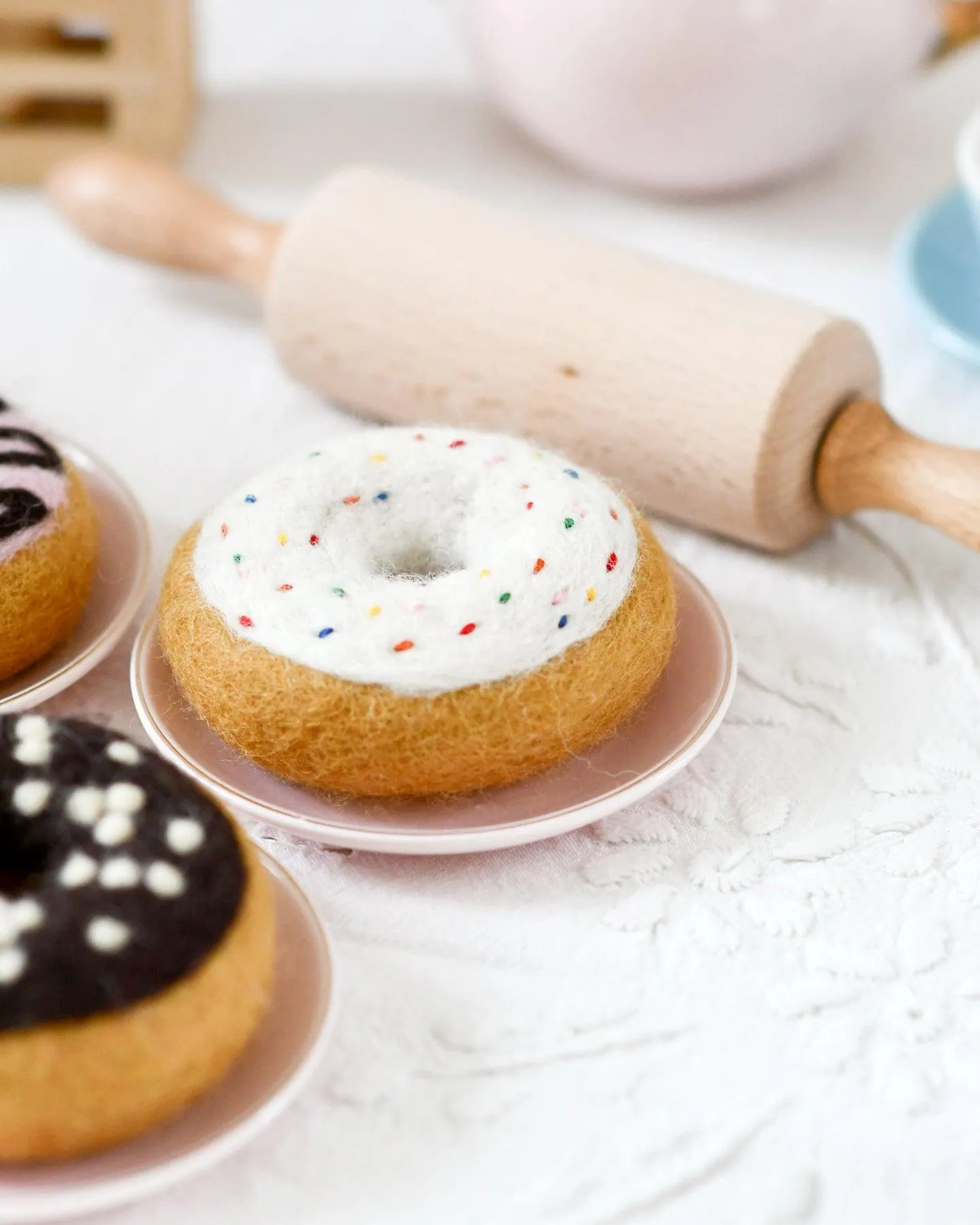 Felt Doughnut (Donut) with Classic Glaze and Rainbow Sprinkles