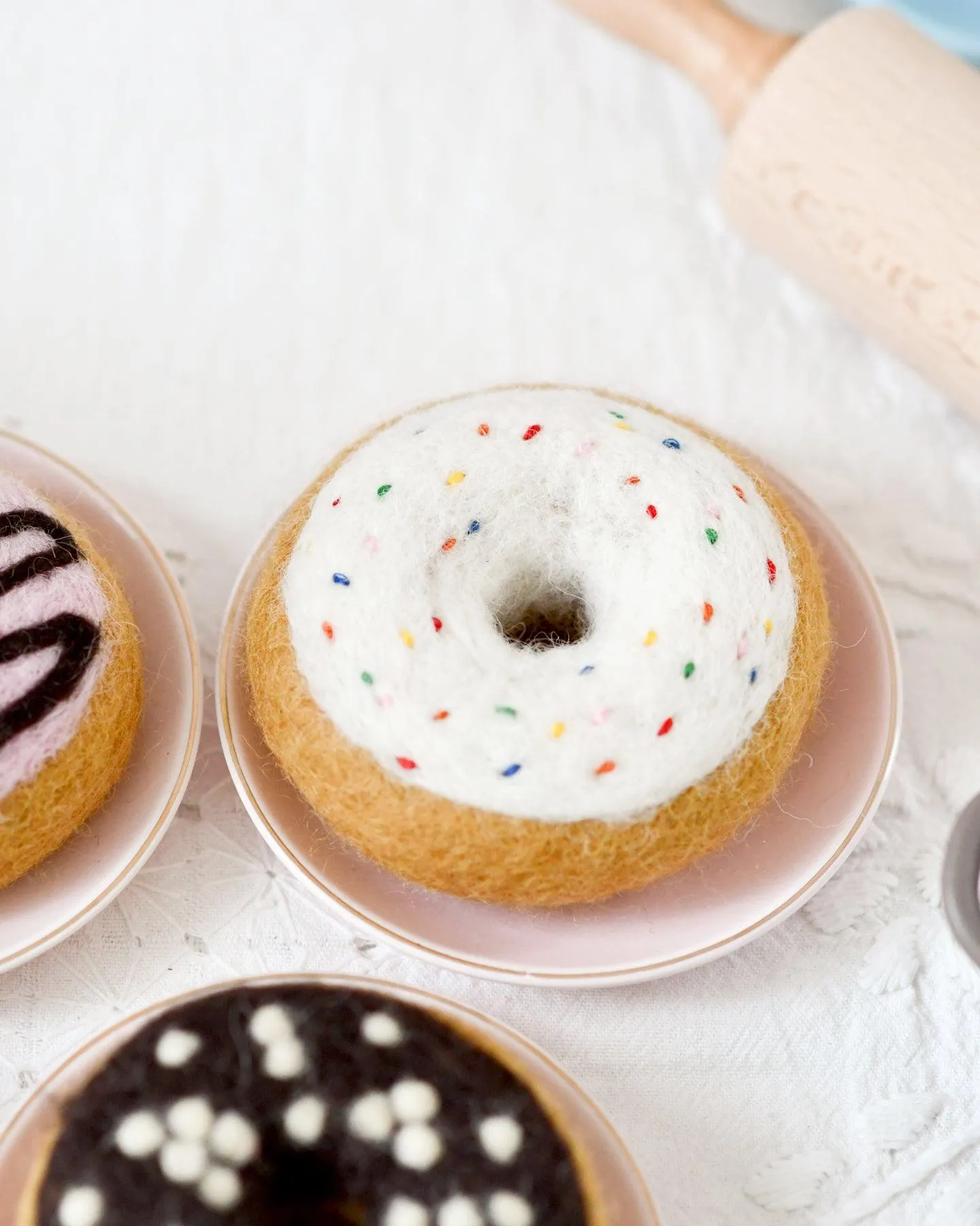 Felt Doughnut (Donut) with Classic Glaze and Rainbow Sprinkles