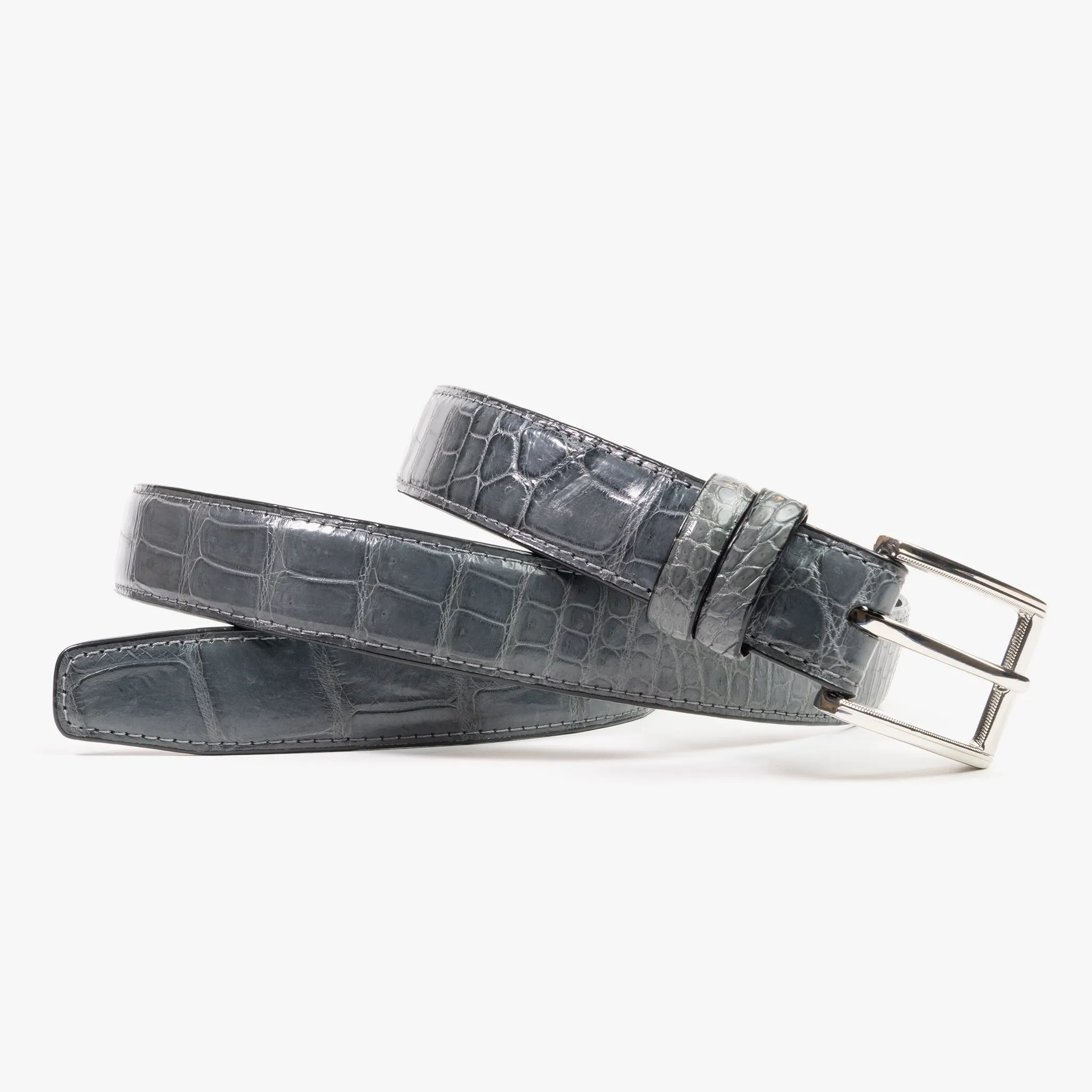 Gray Genuine Crocodile Belt "Greg"