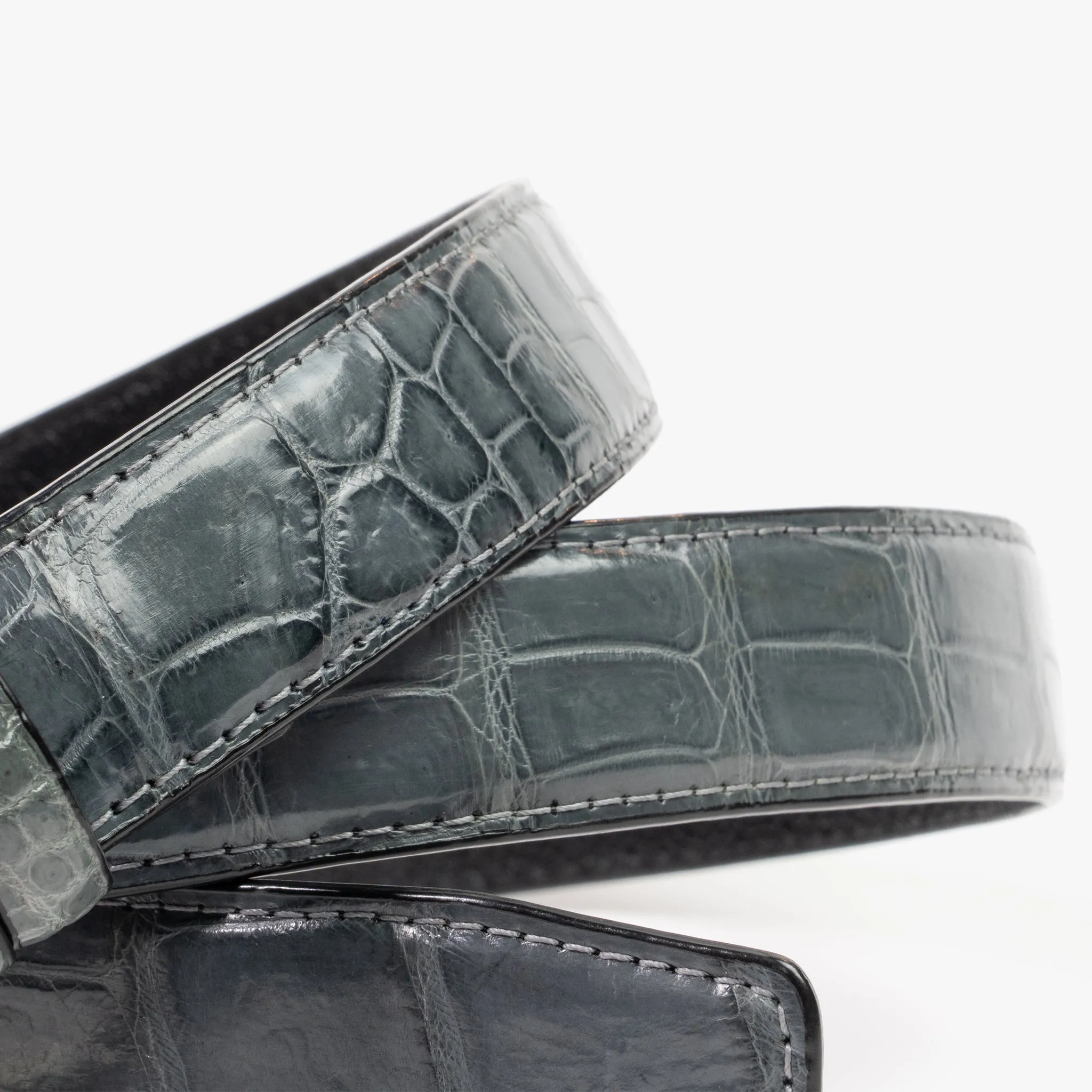 Gray Genuine Crocodile Belt "Greg"