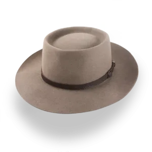 Handcrafted Wide Brim Porkpie Hat with Leather Band | The Oppenheimer