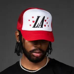 LA Hearts Trucker Hat - Red / White