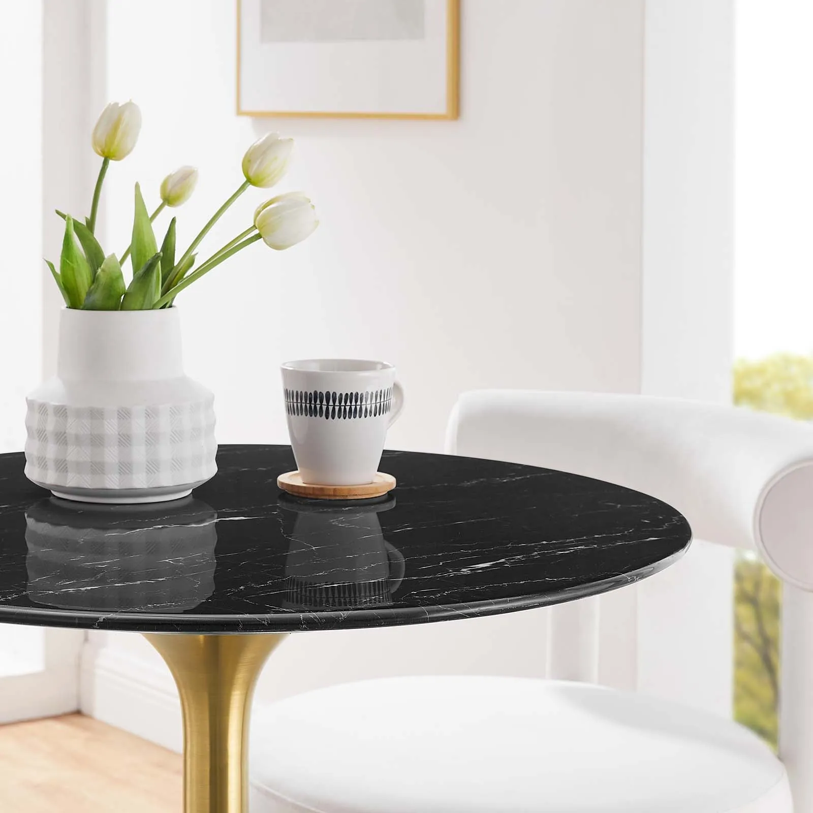 Lippa 28" Round Artificial Marble Dining Table