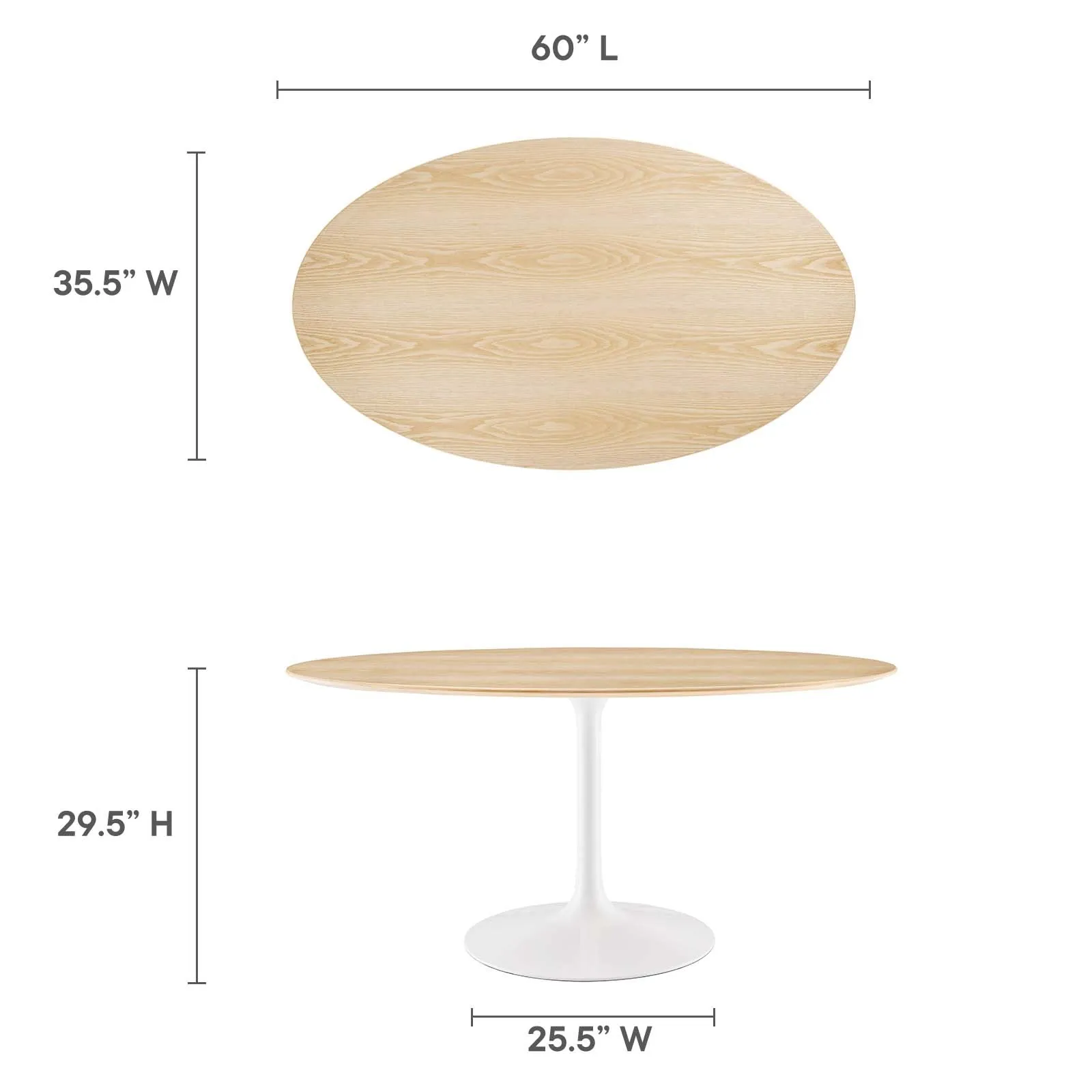 Lippa 60" Oval Natural Wood Grain Dining Table