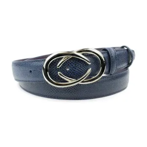 Navy Blue Tone Carung Texture Interlocking Belt