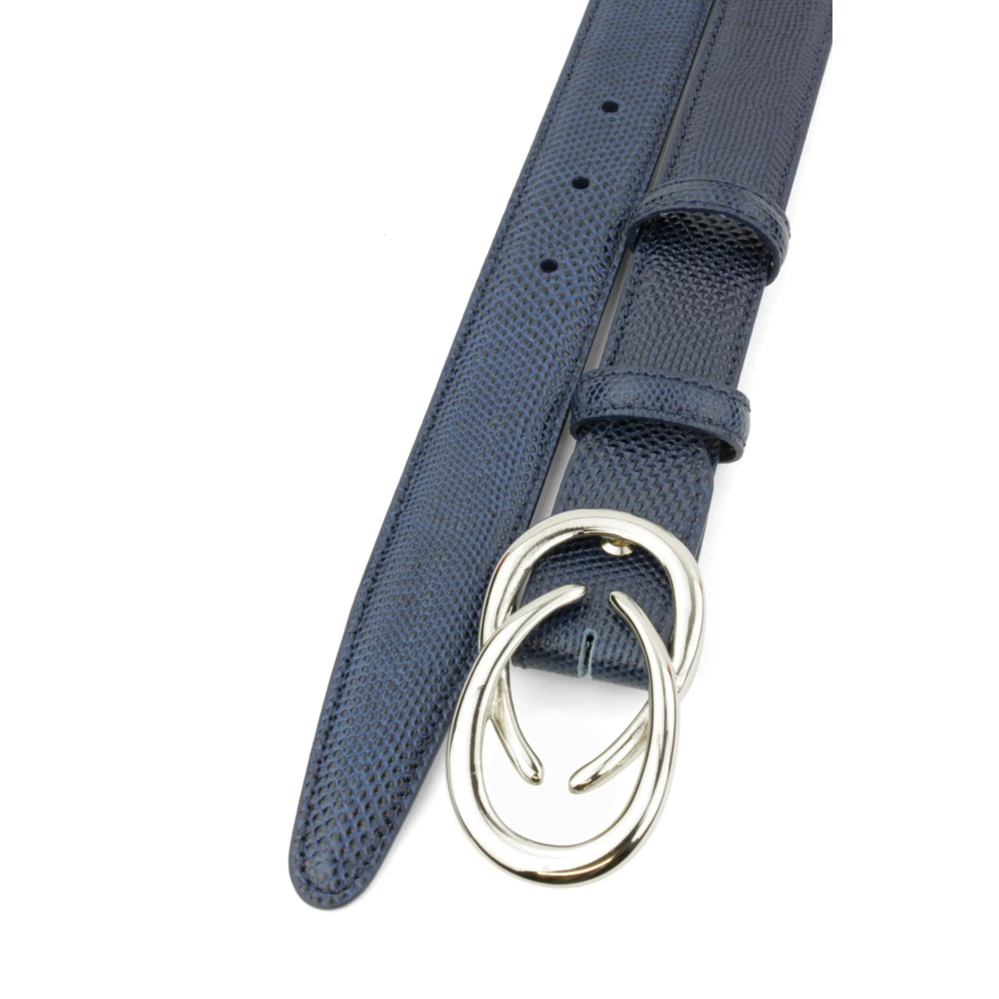 Navy Blue Tone Carung Texture Interlocking Belt