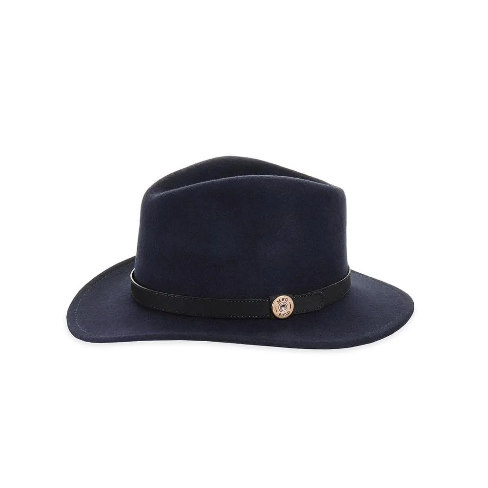 Navy Fedora with Mallard and Jay Pin