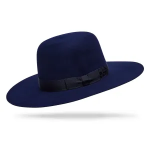 Navy Felt Wide-Brimmed Bowler Hat