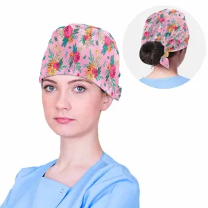 Nurse Scrub Cap Australian Floral Pink  Scrub Cap