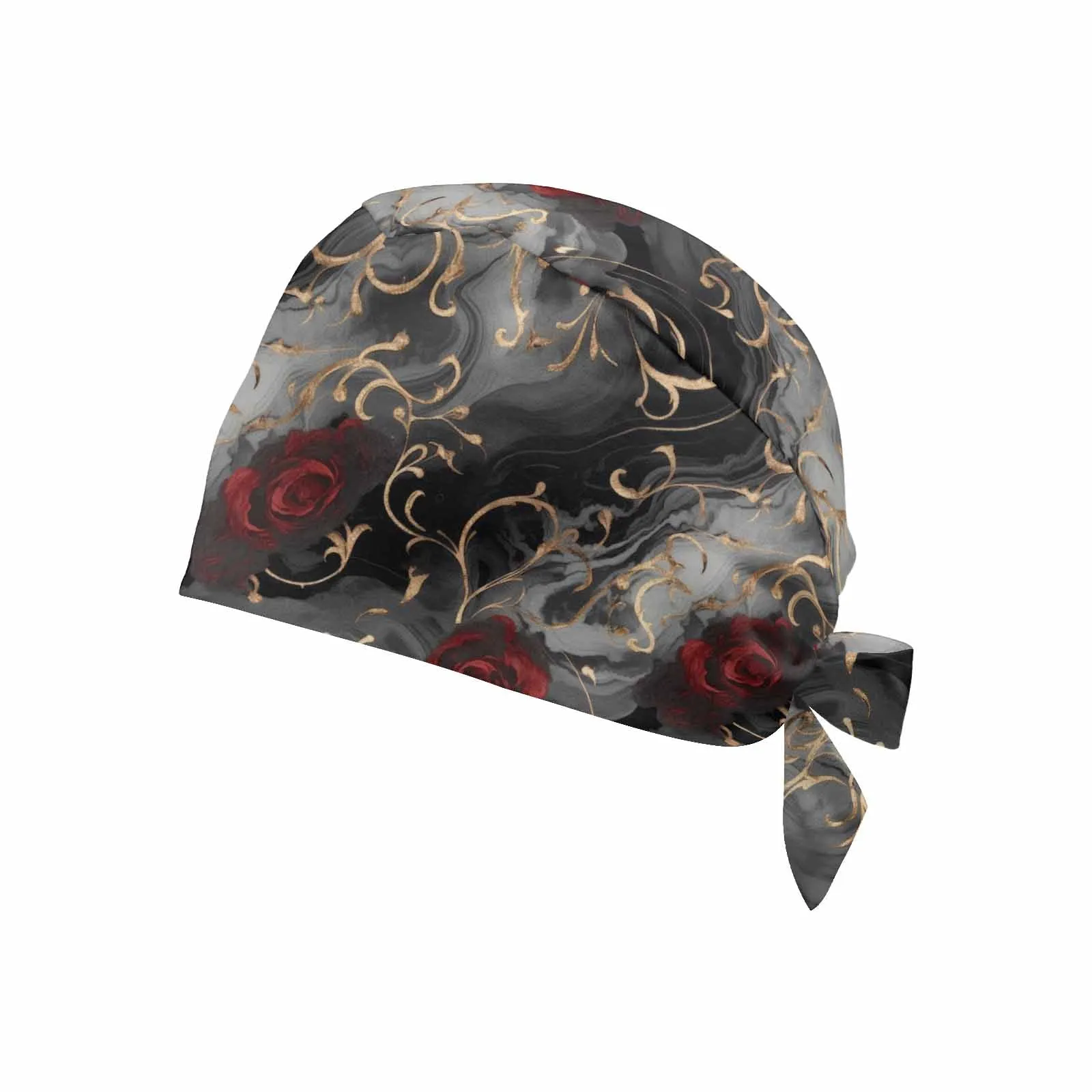 Nurse Scrub Cap Black and Red Roses  Scrub Cap