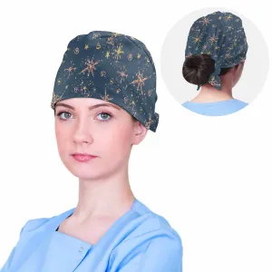 Nurse Scrub Cap Blue Christmas Stars  Scrub Cap