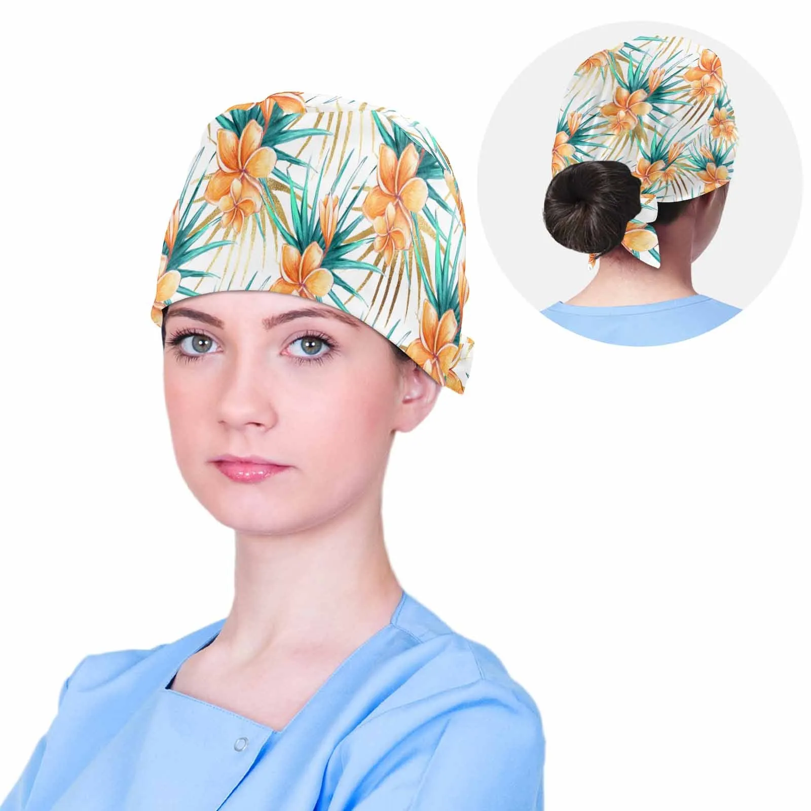 Nurse Scrub Cap Frangipanis  Scrub Cap