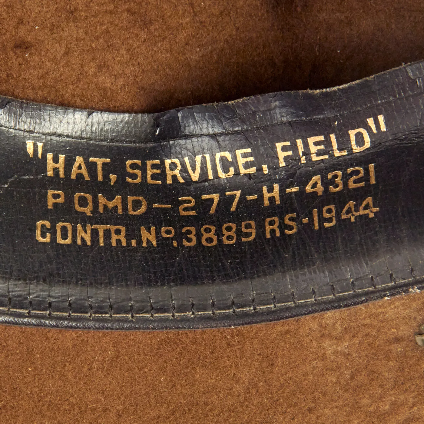 Original WWII M1911 Campaign Hat Complete with Artillery Cord and Chinstrap- Dated 1944