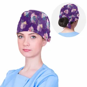 Purple Roses  Scrub Cap