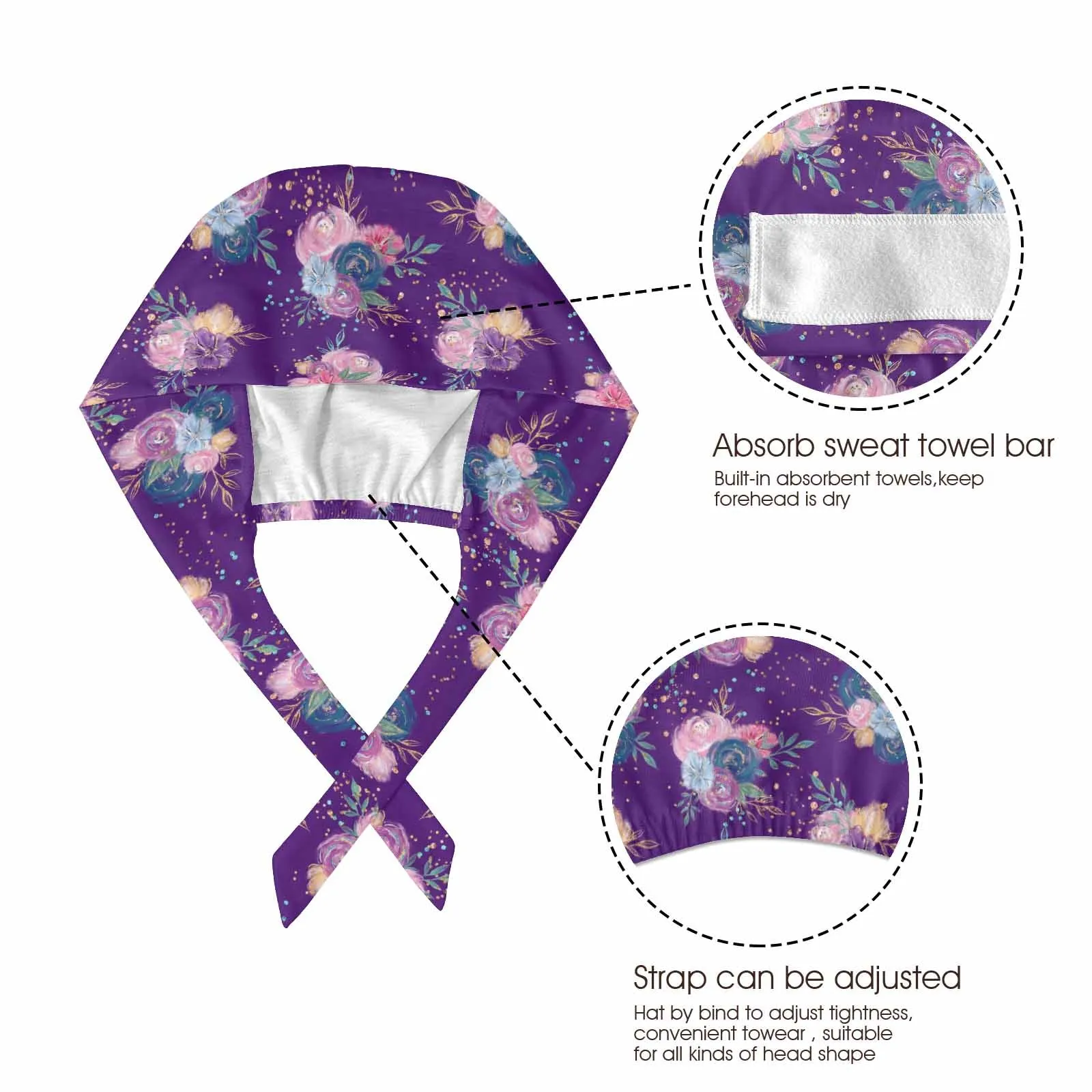 Purple Roses  Scrub Cap