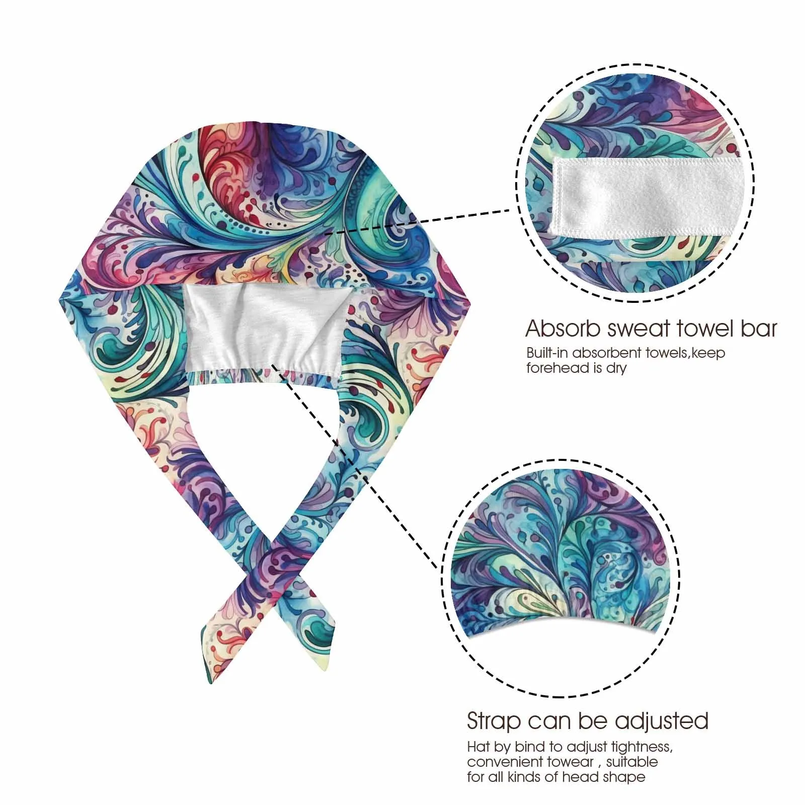 Rainbow Paisley  Scrub Cap