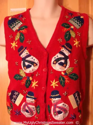 Random Snowmen and Hats Festive Christmas Sweater Vest