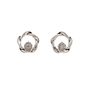 Silver Diamond Stud Earrings