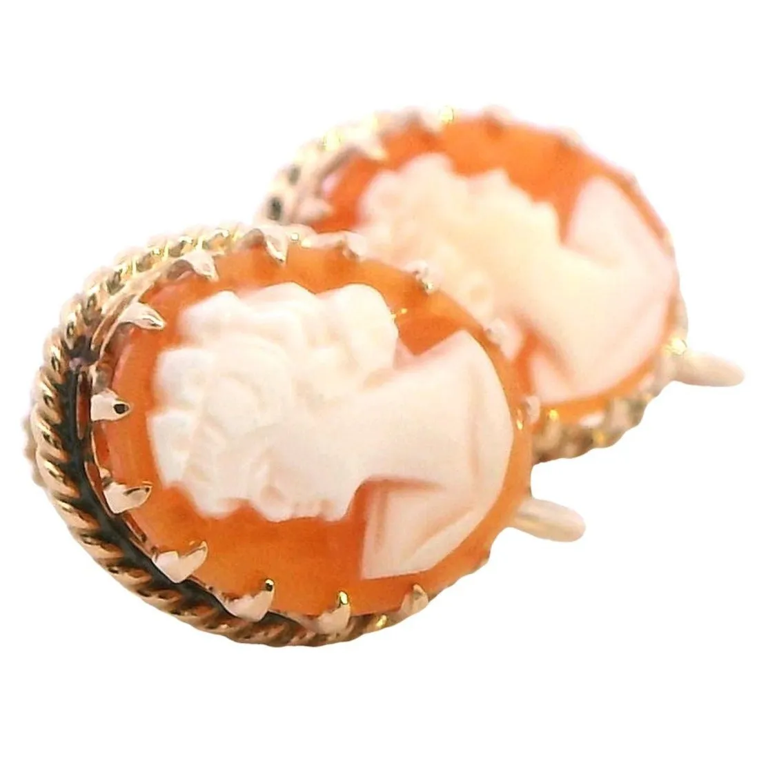 Timeless 9ct Yellow Gold Cameo Earrings - Classic Elegance!