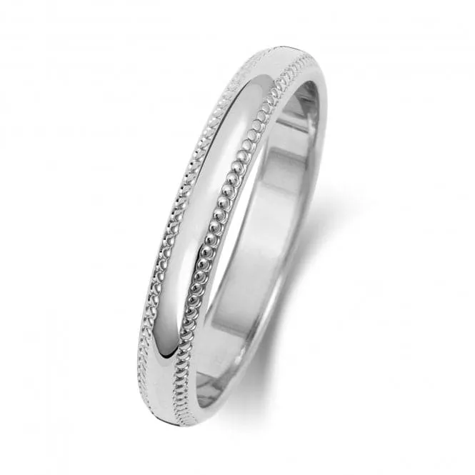 Wedding Band 18K D Shape Millgrain 3mm-1.7 Wedding  Ring WQ183WH