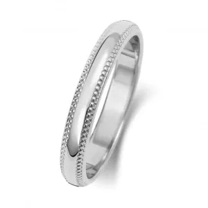 Wedding Band 18K D Shape Millgrain 3mm-1.7 Wedding  Ring WQ183WH